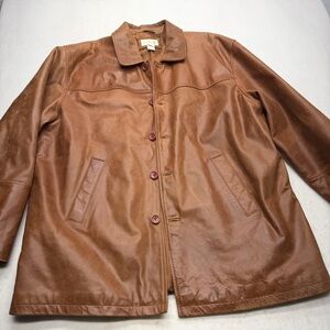 Paradox Brown 100% Leather Button Up Jacket Men’s Size XLT